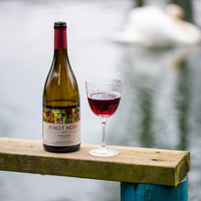 Load image into Gallery viewer, Nutbourne Pinot Noir English Still Red Wine Bottle with Glass by Lake
